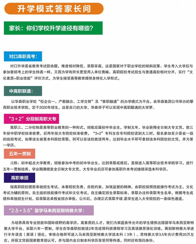 攀枝花市华森工作校园升学形式答家长问